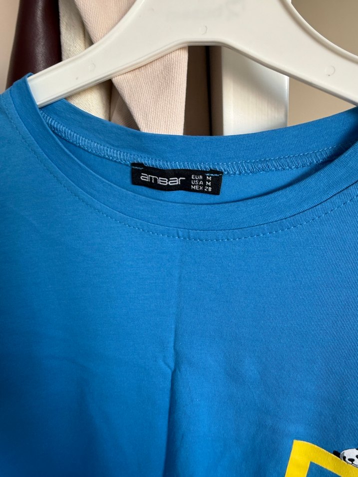 Mavi Oversize Kadın Tişört - Görsel 2