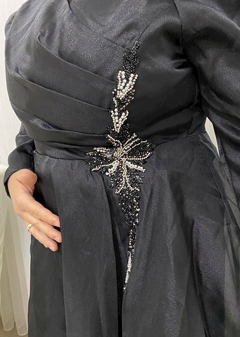 Drapeli Siyah Gotik Uzun Abiye Elbise - Görsel 2