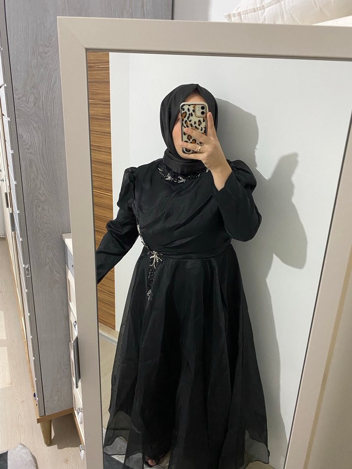 Drapeli Siyah Gotik Uzun Abiye Elbise - Görsel 3