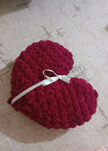 Bordo Kalp Şeklinde Yastık - Görsel 4