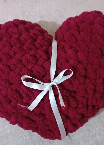 Bordo Kalp Şeklinde Yastık - Görsel 3