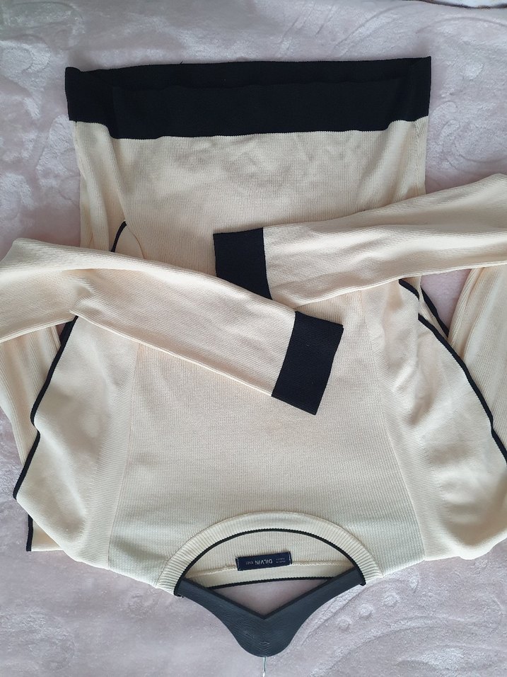 dilvin Kadın Beyaz Fırfırlı Uzun Kollu triko - Görsel 5