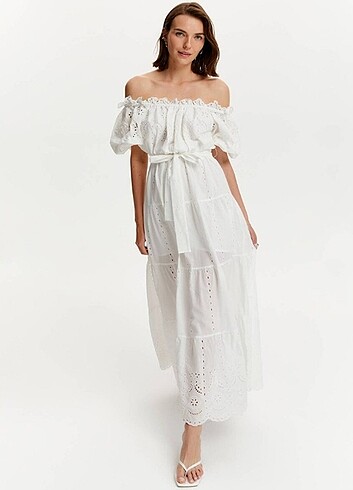 Nocturne beyaz elbise - Görsel 6