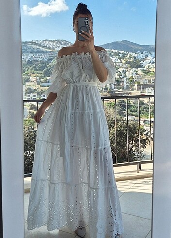Nocturne beyaz elbise - Görsel 5