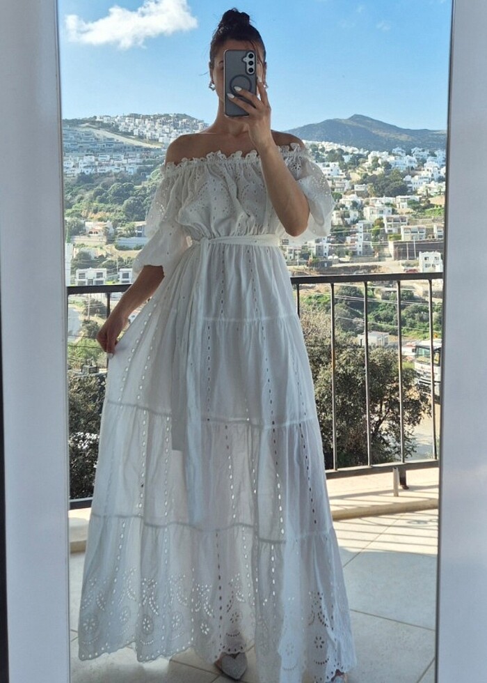 Nocturne beyaz elbise - Görsel 5