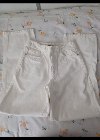 Benetton Beyaz Pamuklu Salaş Kadın Pantolon
