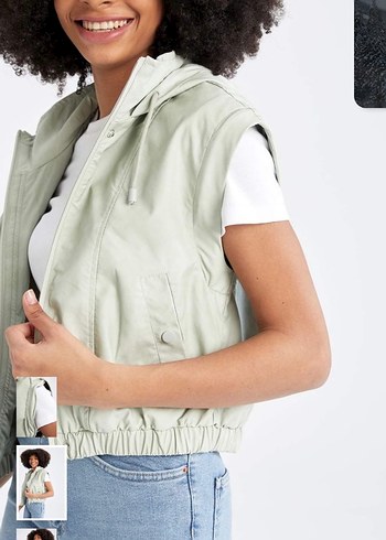 Sivri Yaka, Fermuarlı mint yeşili yağmurluk - Görsel 2