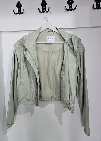 Sivri Yaka, Fermuarlı mint yeşili yağmurluk - Görsel 4