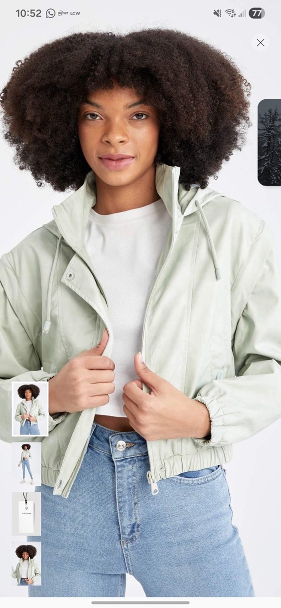 Sivri Yaka, Fermuarlı mint yeşili yağmurluk - Görsel 3