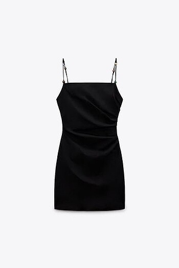 Zara boncuk askılı siyah elbise