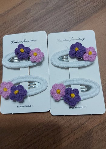 Örgü Çiçekli Mor Çocuk Toka, toplu sipariş alınır - Görsel 3