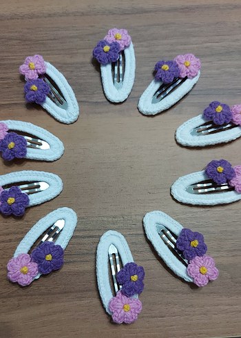 Örgü Çiçekli Mor Çocuk Toka, toplu sipariş alınır - Görsel 2