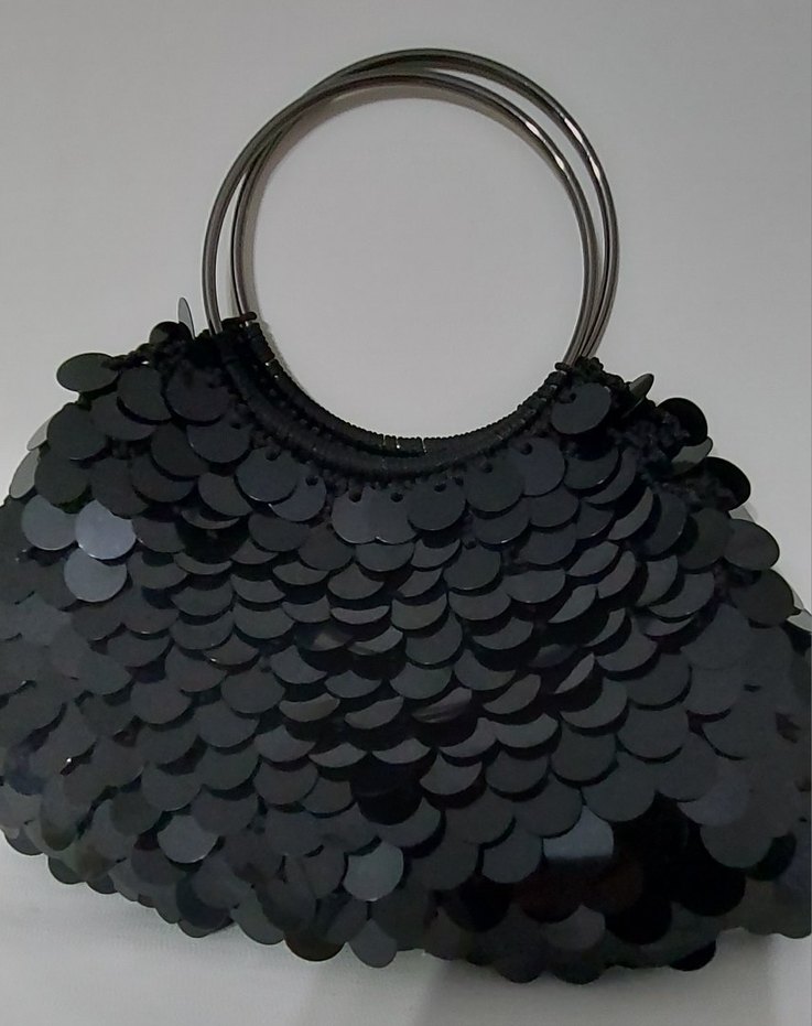 Siyah Payetli Halkalı Kadın Çanta - Görsel 2