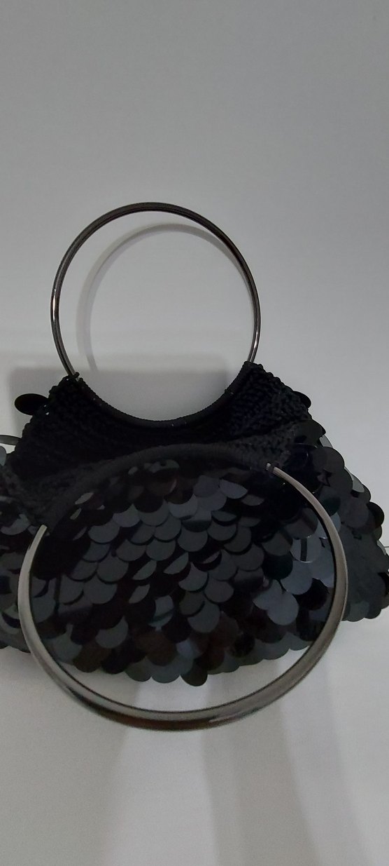 Siyah Payetli Halkalı Kadın Çanta - Görsel 3