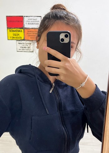 Diğer Kadın Koyu Mavi Kapüşonlu Crop Sweatshirt