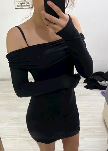 Diğer Siyah Straplez Mini Elbise