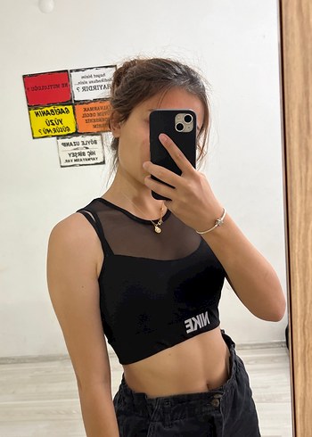 Diğer Siyah Yüksek Yakalı Spor Crop Top