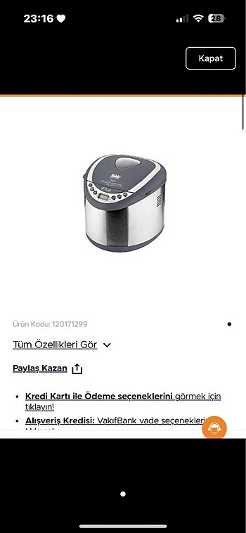 Fakir pane deluxe ekmek yapma makinası