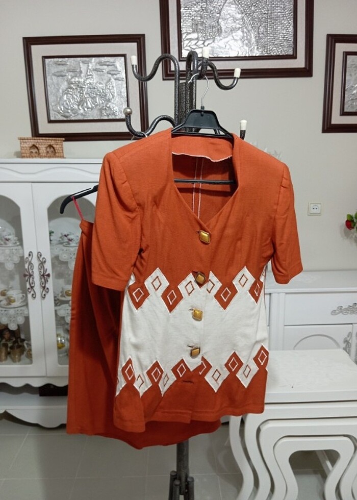 Özel dikim vintace çeket etek takımı - Görsel 3