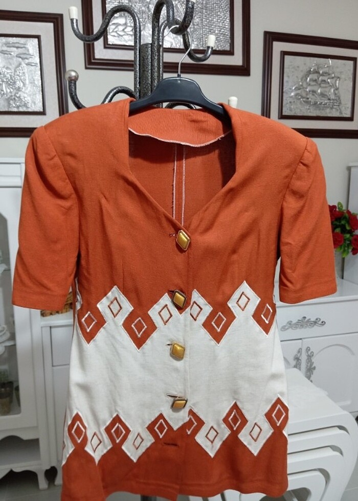 Özel dikim vintace çeket etek takımı - Görsel 5