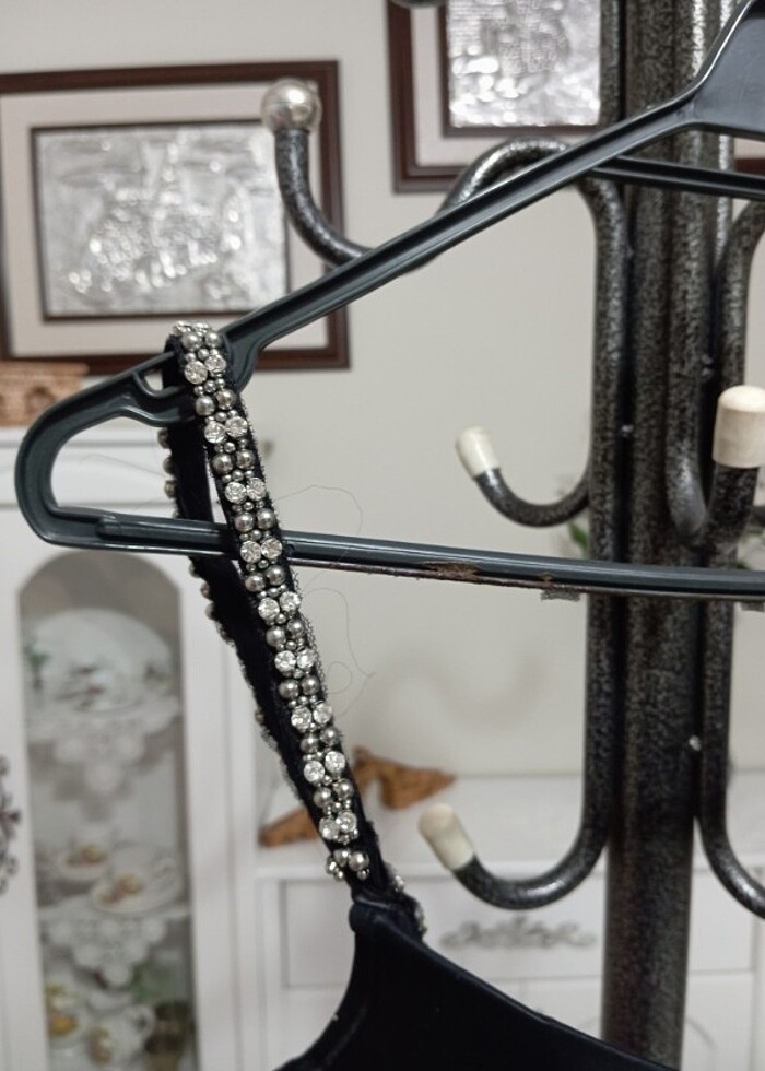 Özel dikim kayık yaka siyah abiye - Görsel 4