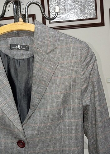 Pembe çizgili gri blazer ceket  - Görsel 2