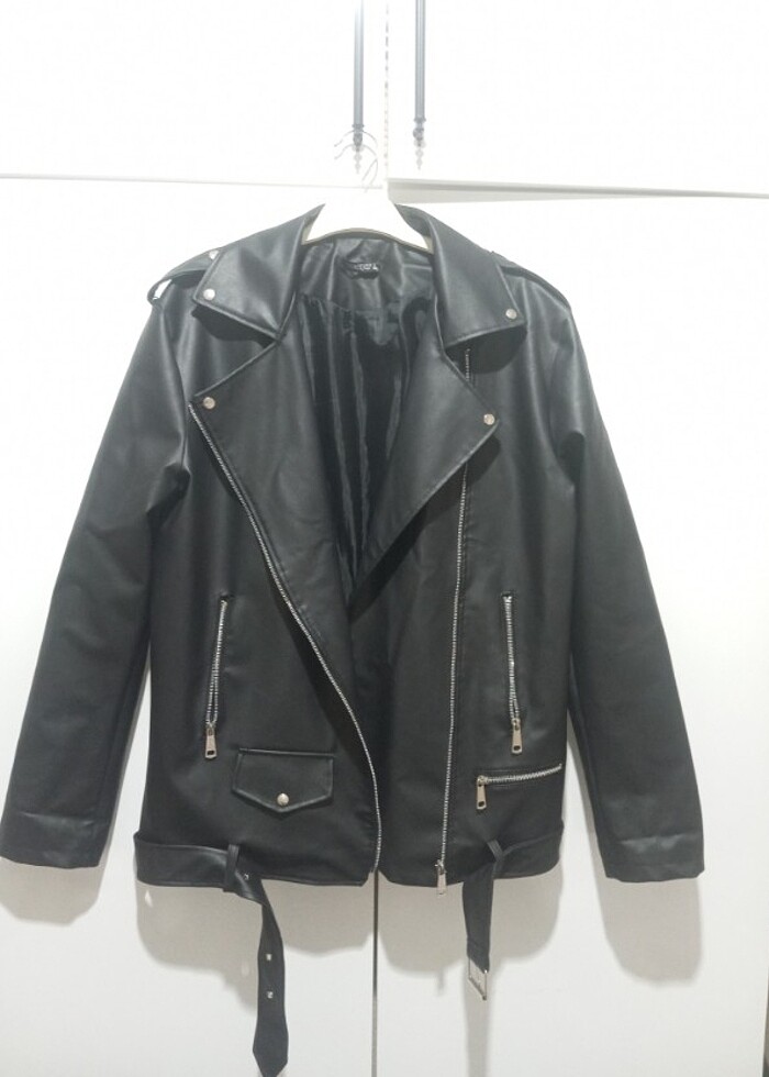 Az ve temiz kullanılmış oversize deri ceket  - Görsel 3