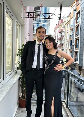 Siyah Parlak Uzun Strappy Elbise