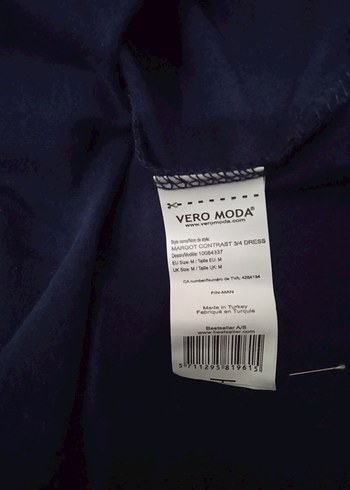 Uzun Kollu Midi Beyaz Lacivert Elbise - Görsel 5