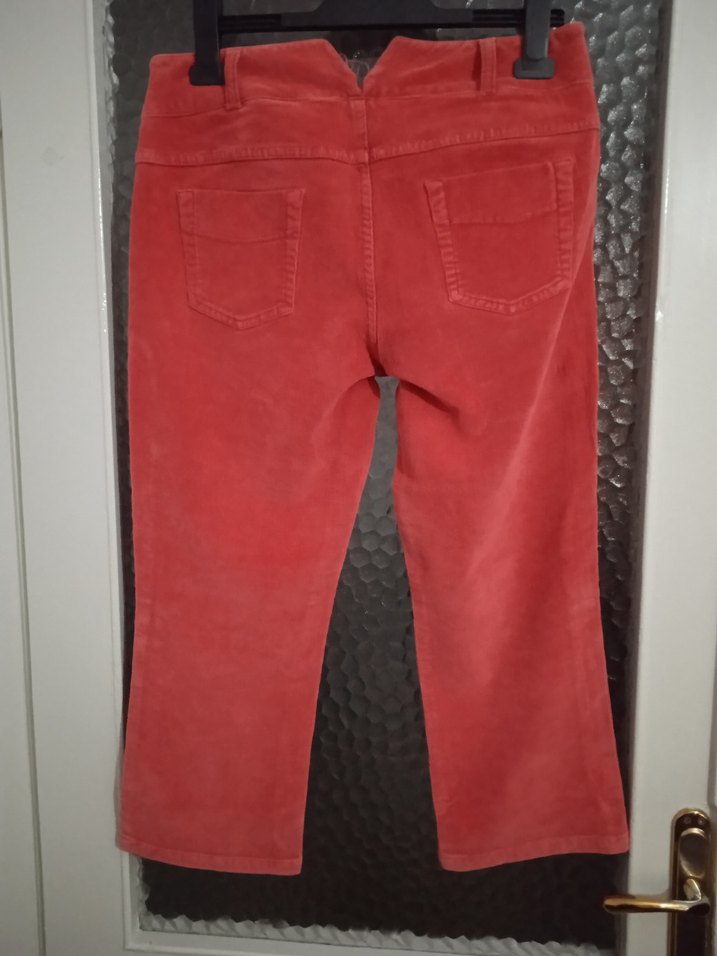 Kemerli Kırmızı Süet Kadın Pantolon - Görsel 2