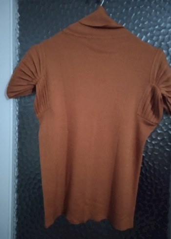 Kahverengi Kısa Kollu Boğazlı Kadın Kazak - Görsel 2