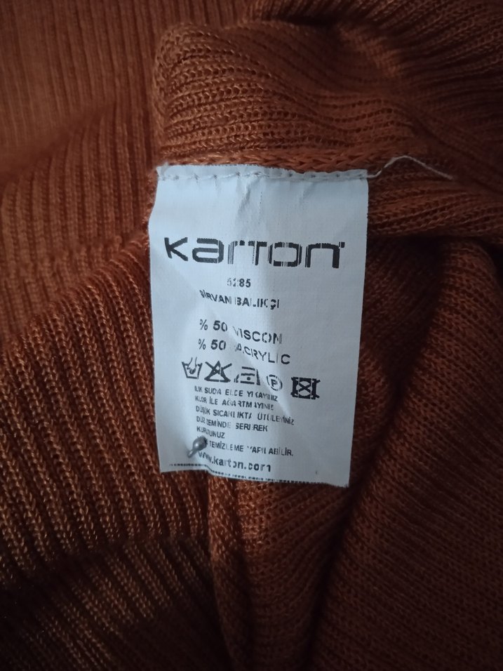 Kahverengi Kısa Kollu Boğazlı Kadın Kazak - Görsel 3