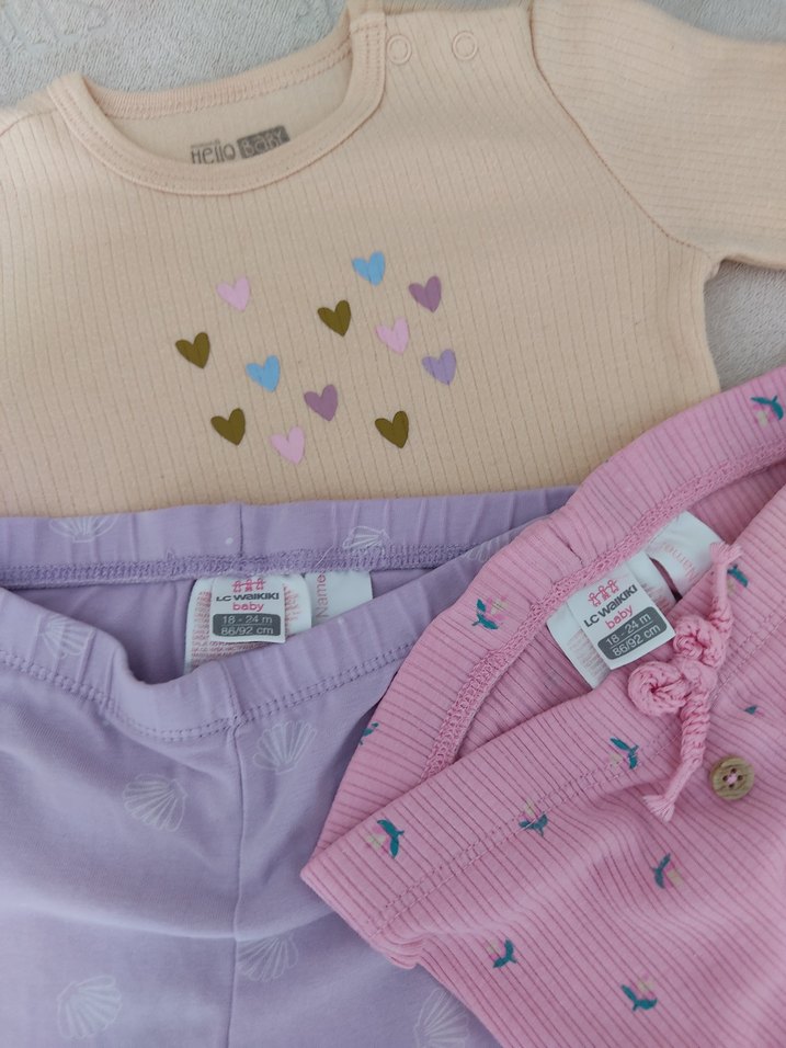 Uzun Kollu Bebek Kız Takımı Pastel Renklerde - Görsel 2