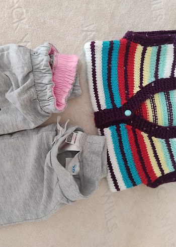 Gri Nakışlı Uzun Kollu Bebek Kız Takımı - Görsel 2