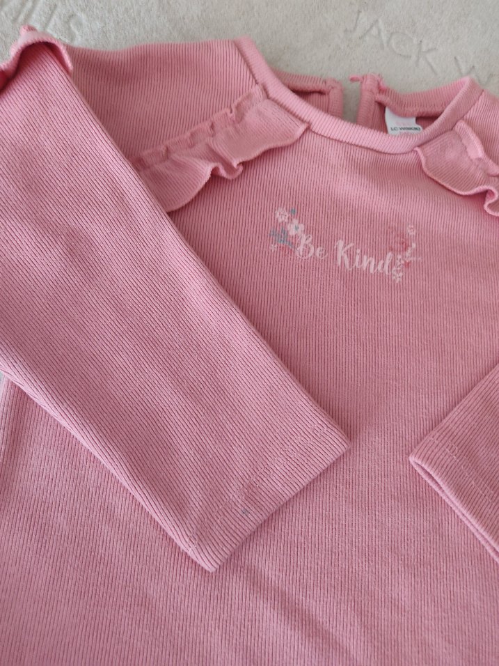 Pembe Kız Bebek Fırfırlı Uzun Kollu Takım - Görsel 3