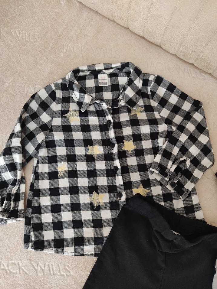 Kız Bebek Kareli 3'lü Pamuklu Takım - Görsel 3