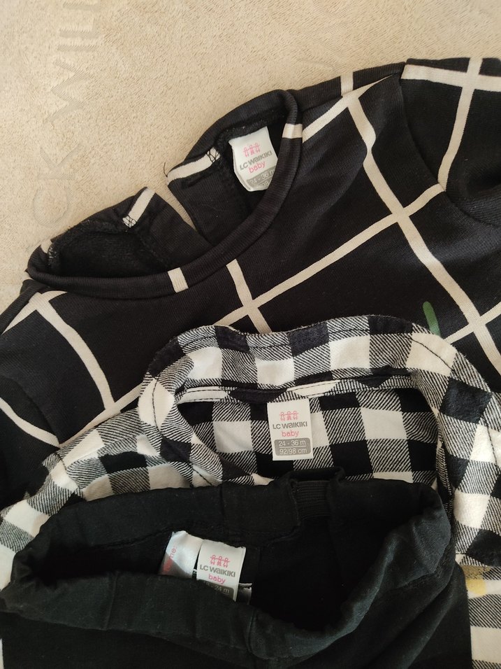 Kız Bebek Kareli 3'lü Pamuklu Takım - Görsel 4