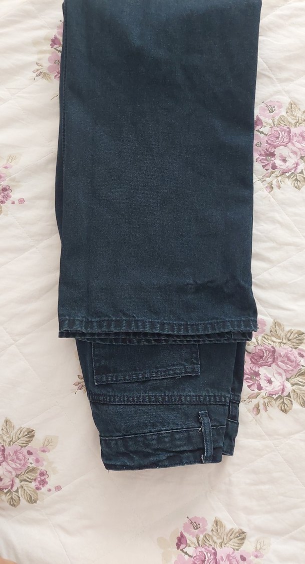 Düğmeli Mavi Kadın Denim Pantolon - Görsel 4