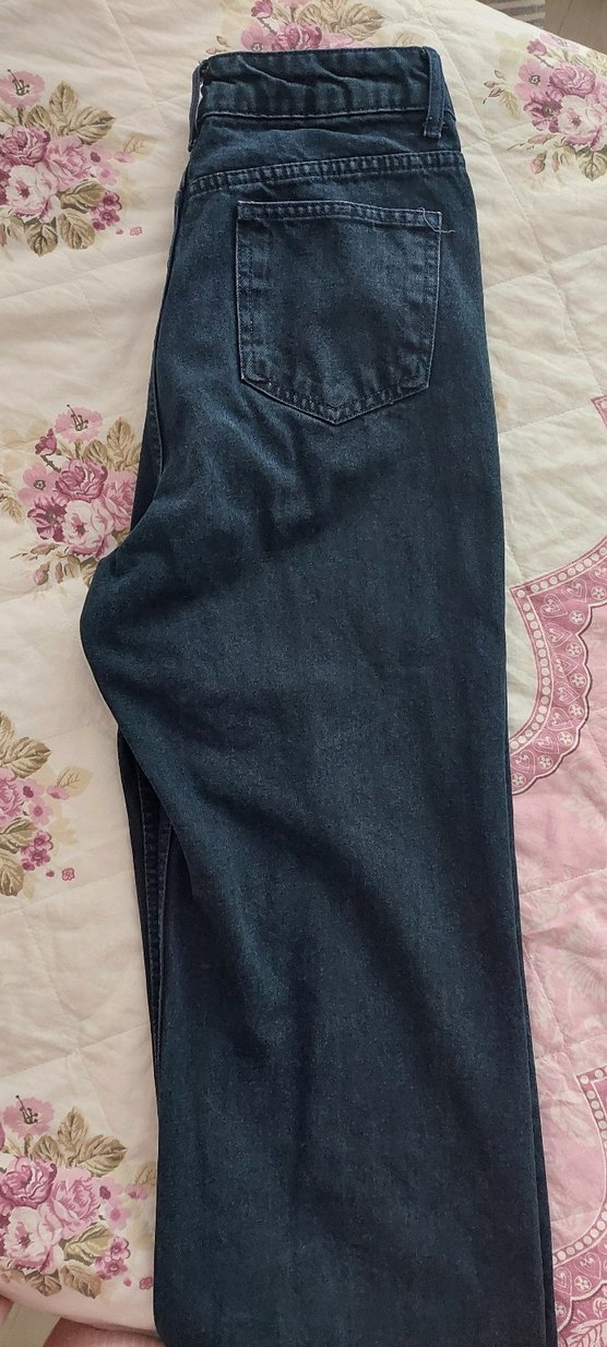 Düğmeli Mavi Kadın Denim Pantolon - Görsel 3