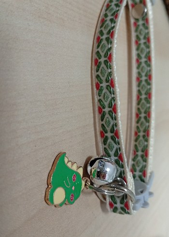 Yeşil Desenli Kedi Tasması Dinozor Figürlü - Görsel 2