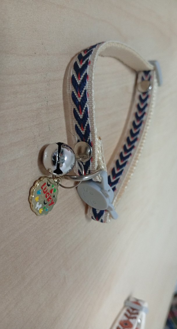 Renkli Desenli Beyaz Kedi Tasması - Görsel 2