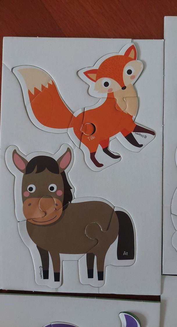 eva 3 parçalı Çocuklar için Renkli Hayvan Figürlü Puzzle - Görsel 3