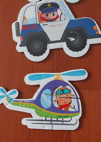 eva 3 parçalı Renkli enkli Araç Temalı Çocuk Yapbozu - Görsel 4