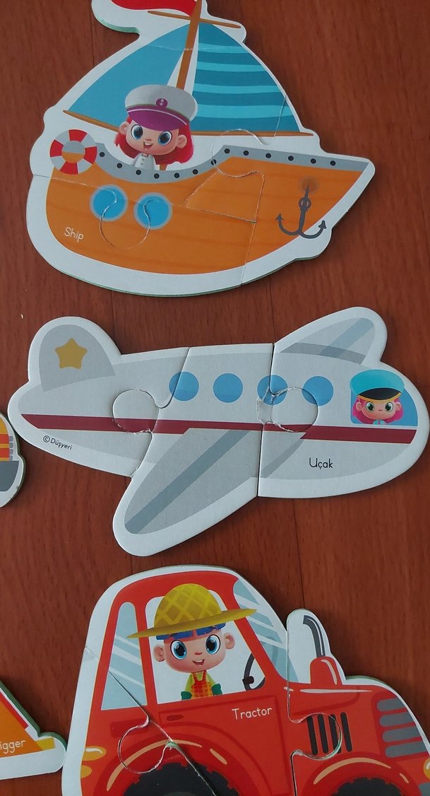 eva 3 parçalı Renkli enkli Araç Temalı Çocuk Yapbozu - Görsel 2