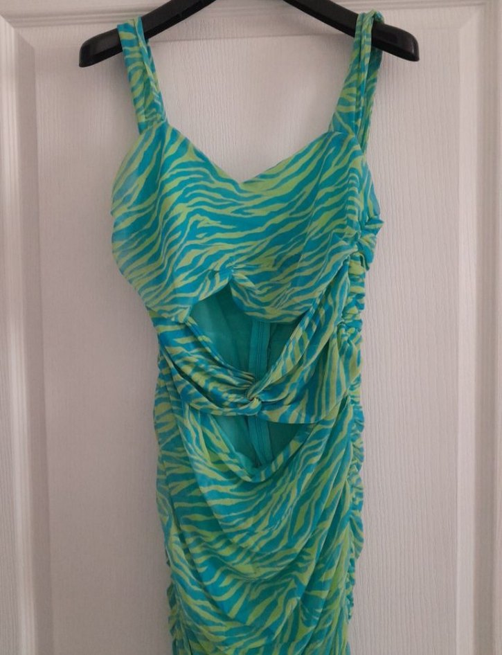 Askılı Drapeli Renkli Uzun Elbise - Görsel 2