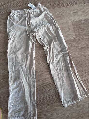 Pull and bear keten karışımlı pantolon