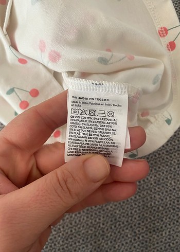 H&M Kız Çocuk Kiraz Baskılı Uzun Kollu Pamuklu Tişört - Görsel 3