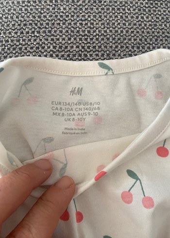 H&M Kız Çocuk Kiraz Baskılı Uzun Kollu Pamuklu Tişört - Görsel 4