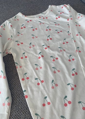 H&M Kız Çocuk Kiraz Baskılı Uzun Kollu Pamuklu Tişört - Görsel 2