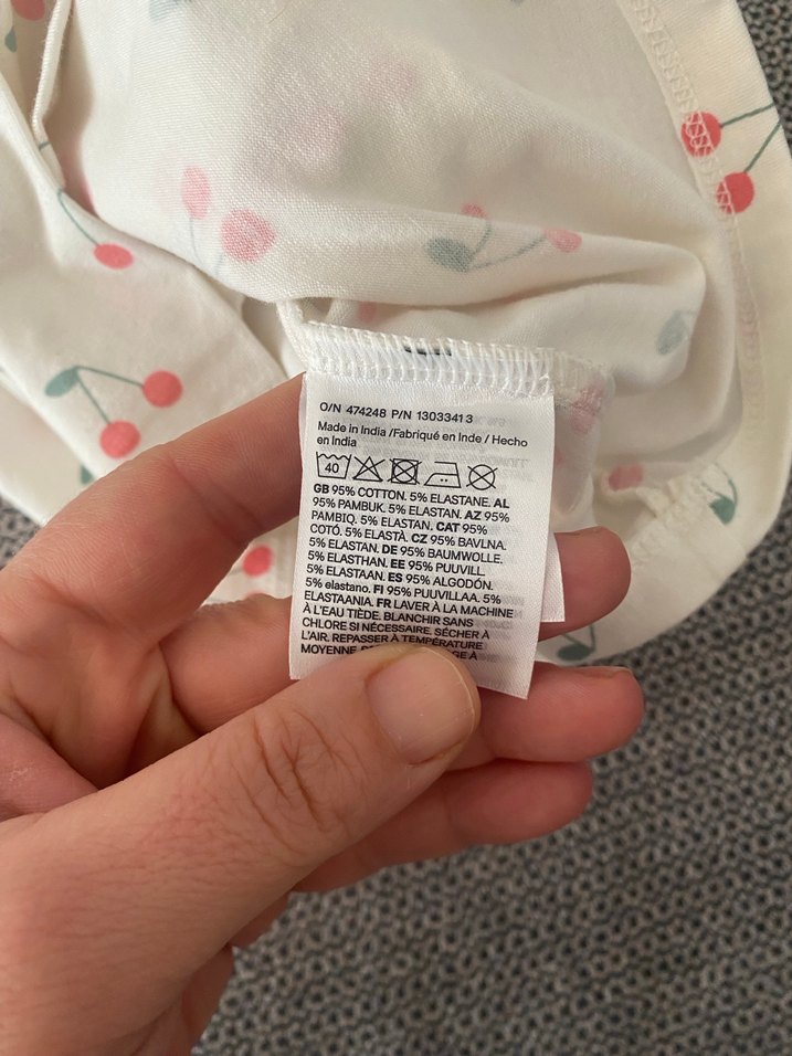 H&M Kız Çocuk Kiraz Baskılı Uzun Kollu Pamuklu Tişört - Görsel 3